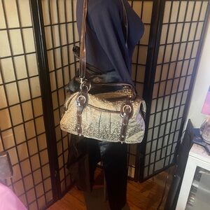 Giani Bernini Beige and Dark Brown Shoulder Bag